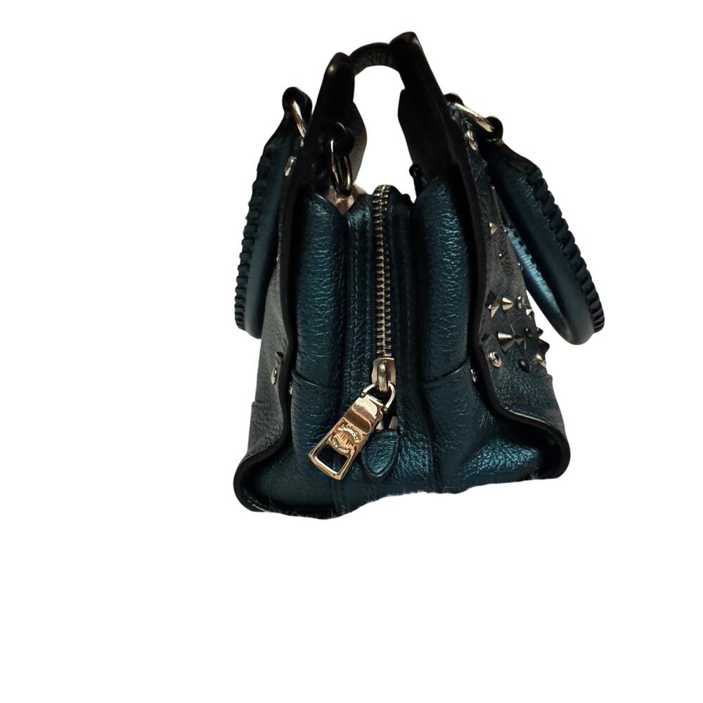 Coach Rare Turquoise Mercer Rivet Satchel 24 Silver Clove - Picture 10 of 10